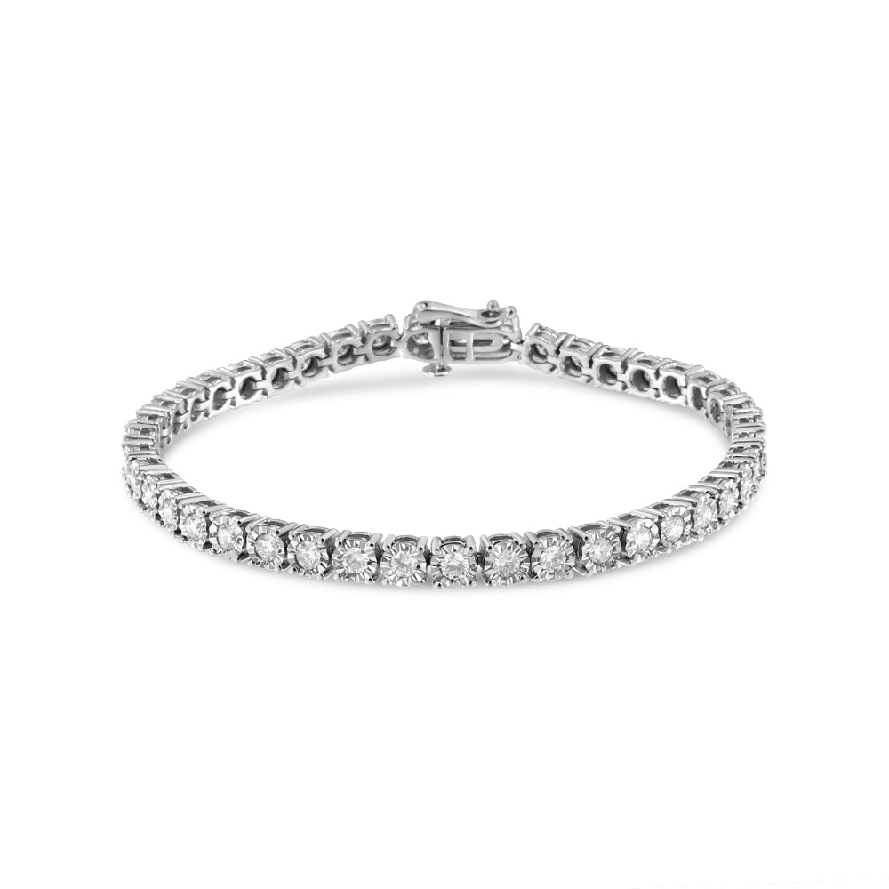 .925 Sterling Silver 3.0 Cttw Diamond Illusion-Set Miracle Plate Tennis Bracelet (I-J Color, I3 Clarity) - 7"-0