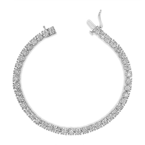 .925 Sterling Silver 3.0 Cttw Diamond Illusion-Set Miracle Plate Tennis Bracelet (I-J Color, I3 Clarity) - 7"-1