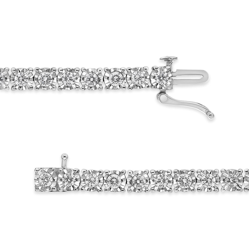 .925 Sterling Silver 3.0 Cttw Diamond Illusion-Set Miracle Plate Tennis Bracelet (I-J Color, I3 Clarity) - 7"-2