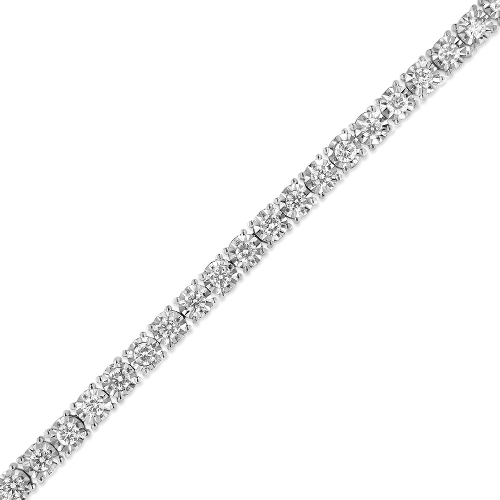 .925 Sterling Silver 3.0 Cttw Diamond Illusion-Set Miracle Plate Tennis Bracelet (I-J Color, I3 Clarity) - 7"-3
