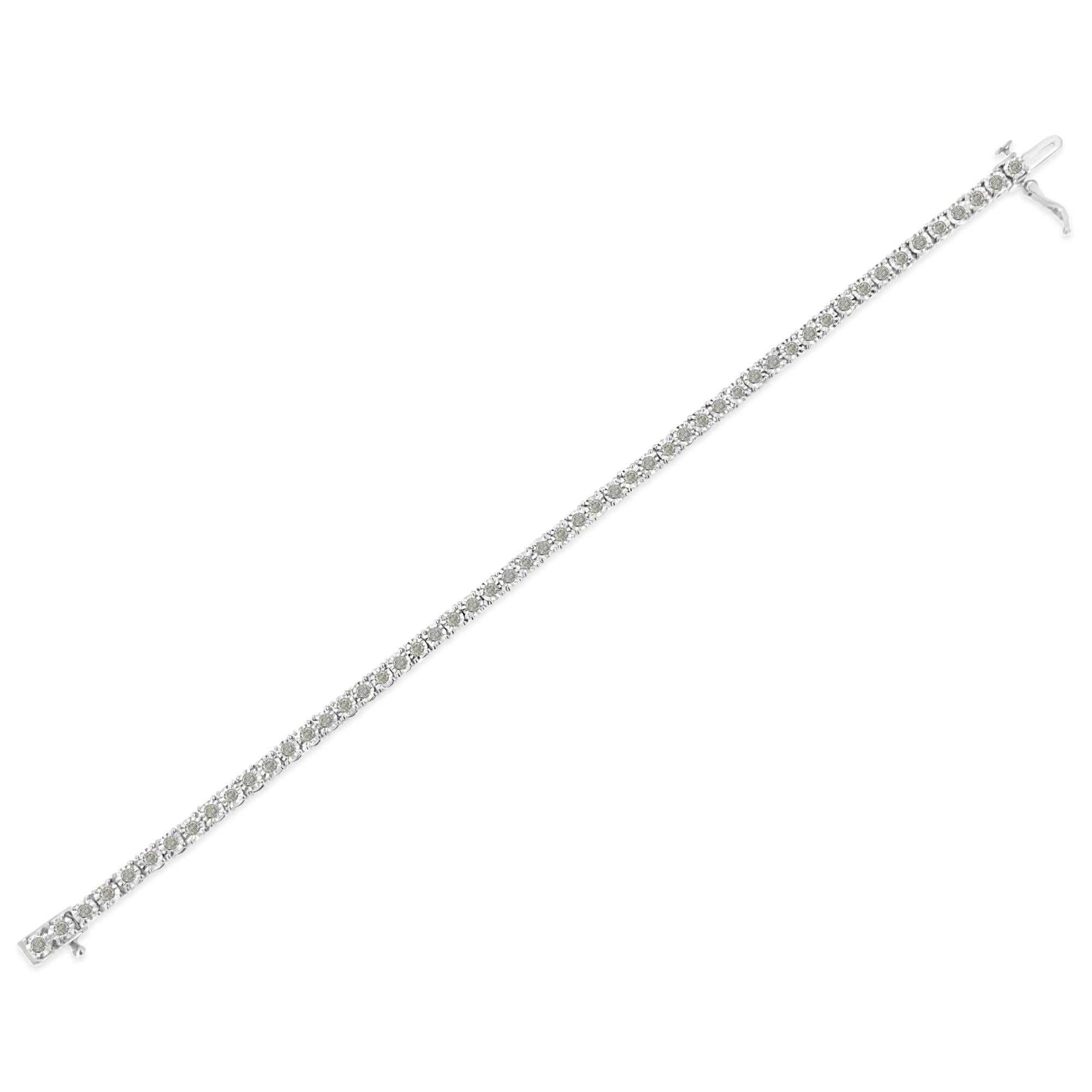 .925 Sterling Silver 3.0 Cttw Diamond Illusion-Set Miracle Plate Tennis Bracelet (I-J Color, I3 Clarity) - 7"-4